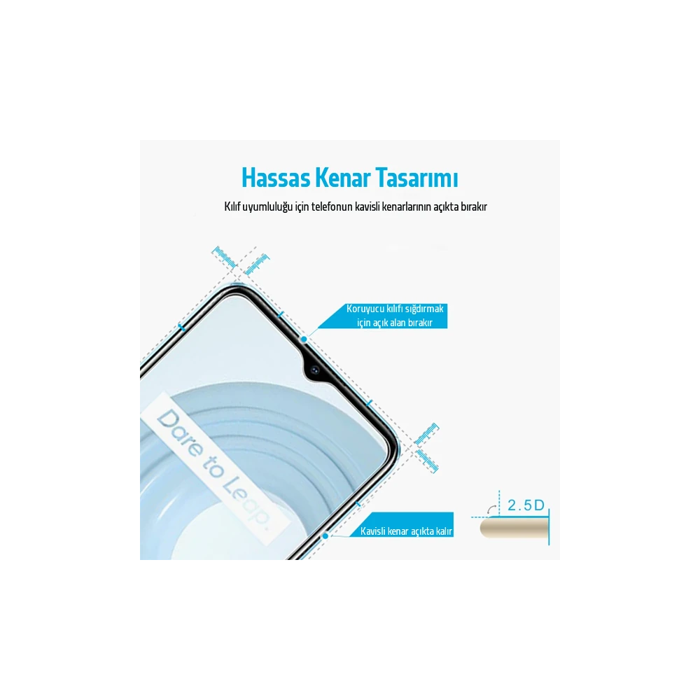 OPPO Realme C21 Tempered Cam Ekran Koruyucu