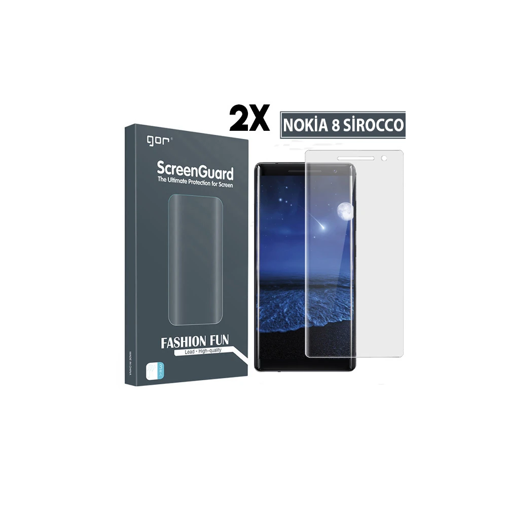 Gor Nokia 8 Sirocco 3d Kavisli Full Darbe Emici Ekran Koruyucu 2 Adet 