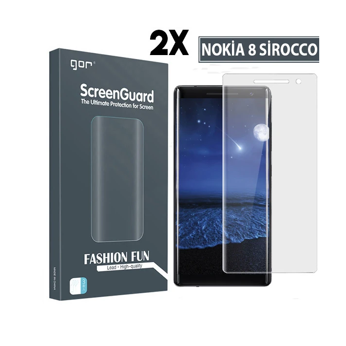 Gor Nokia 8 Sirocco 3d Kavisli Full Darbe Emici Ekran Koruyucu 2 Adet 