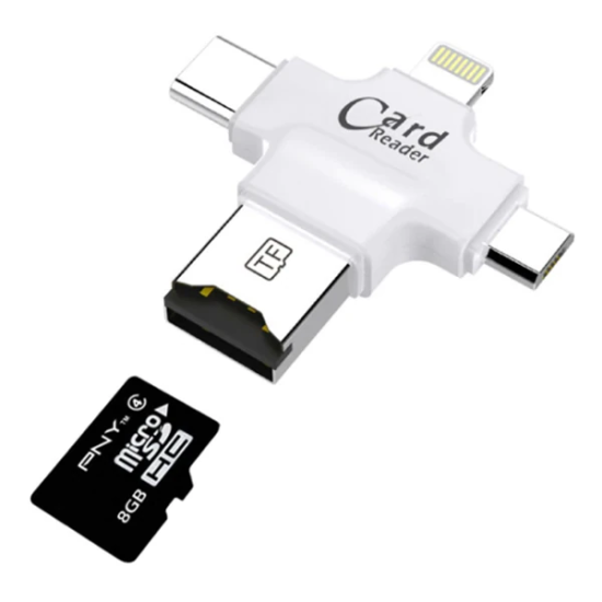 Card Reader 4in1 Type-C- İphone Lightning-Micro Usb Hafıza Kart Okuyuc