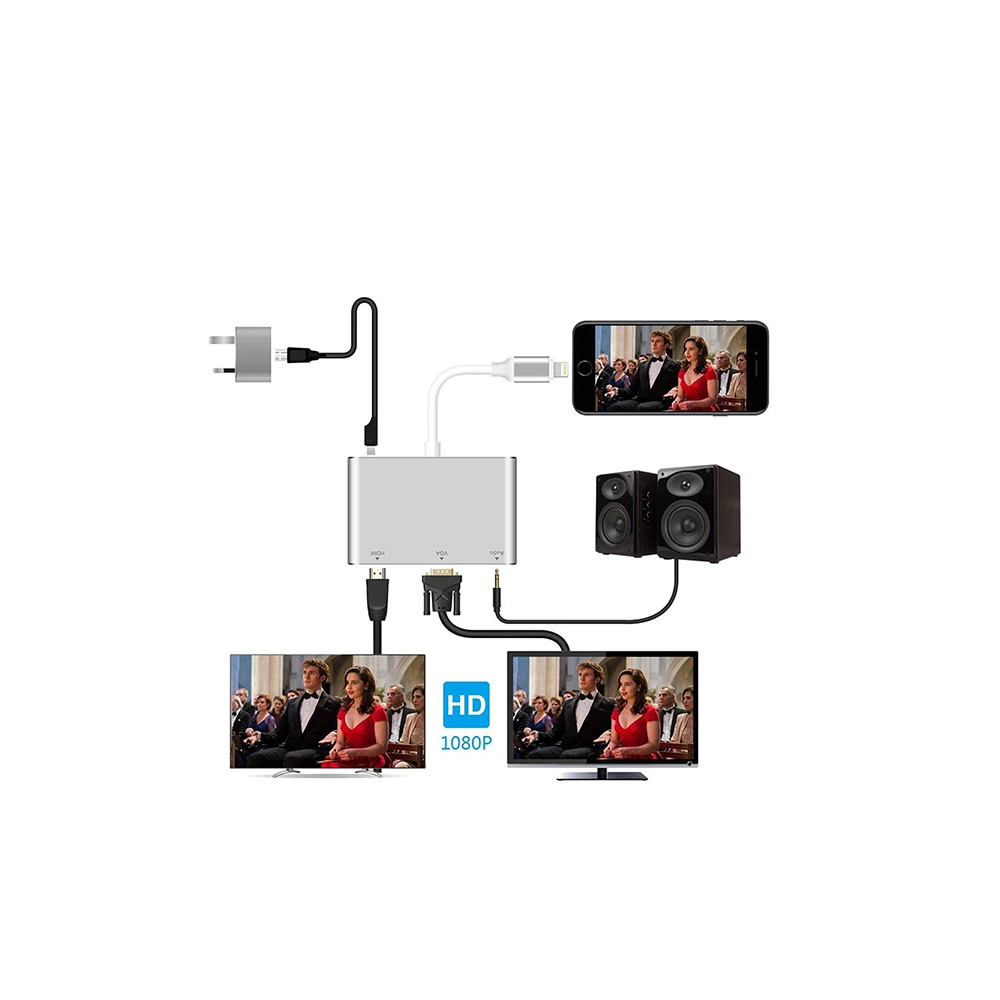 İPhone İPad P32 Hdmi Vga Av Audio Dönüştürücü Adaptör