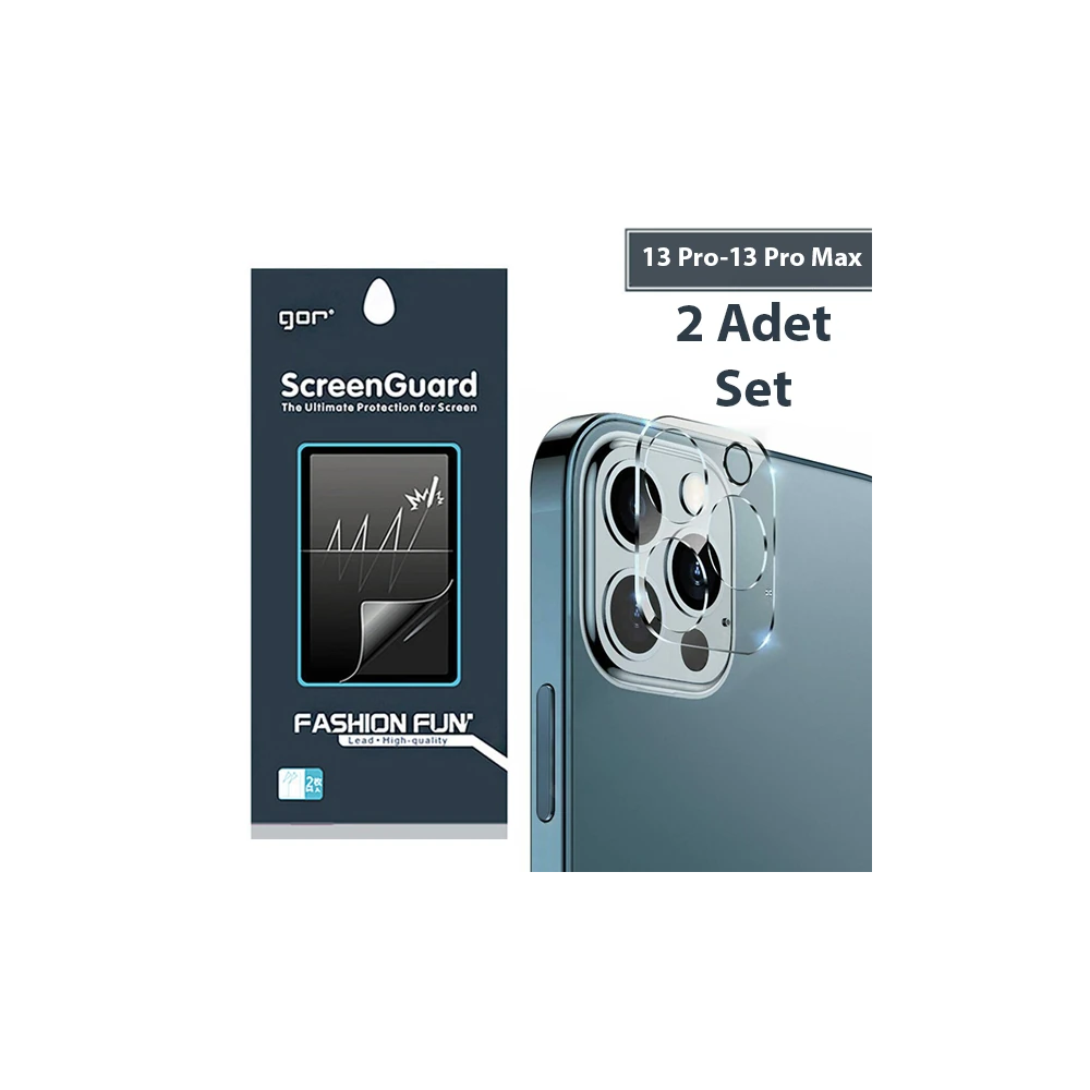 GOR İPhone 13 Pro 13 Pro Max 3D Tempered Cam Kamera Koruyucu 2Adet Set