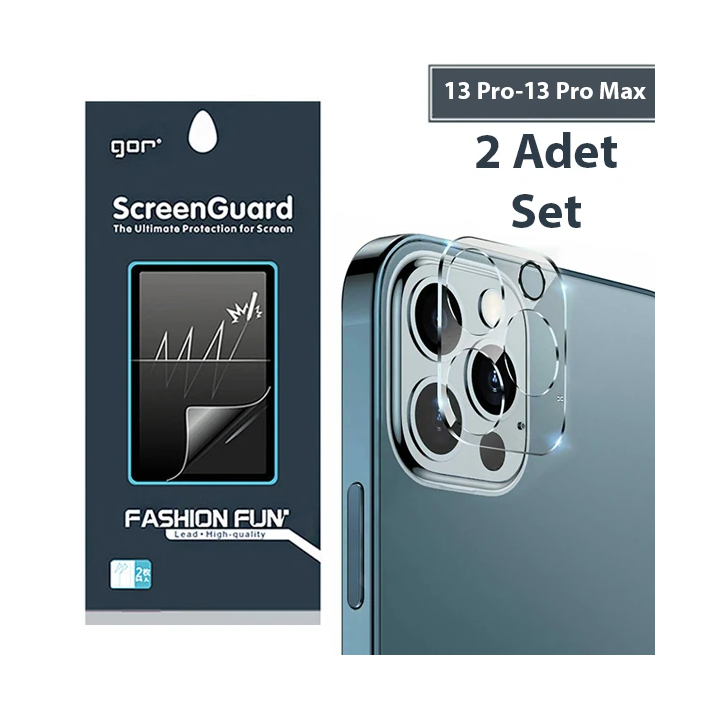 GOR İPhone 13 Pro 13 Pro Max 3D Tempered Cam Kamera Koruyucu 2Adet Set
