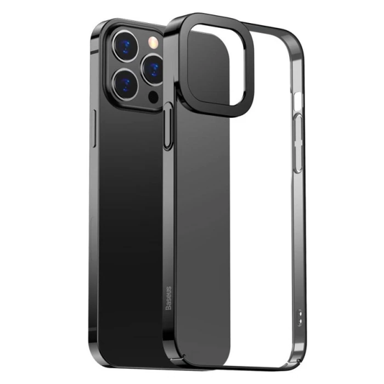Baseus Glitter iPhone 13 Pro Max 6.7inç Kılıf Renkli Kenar Şeffaf Sili