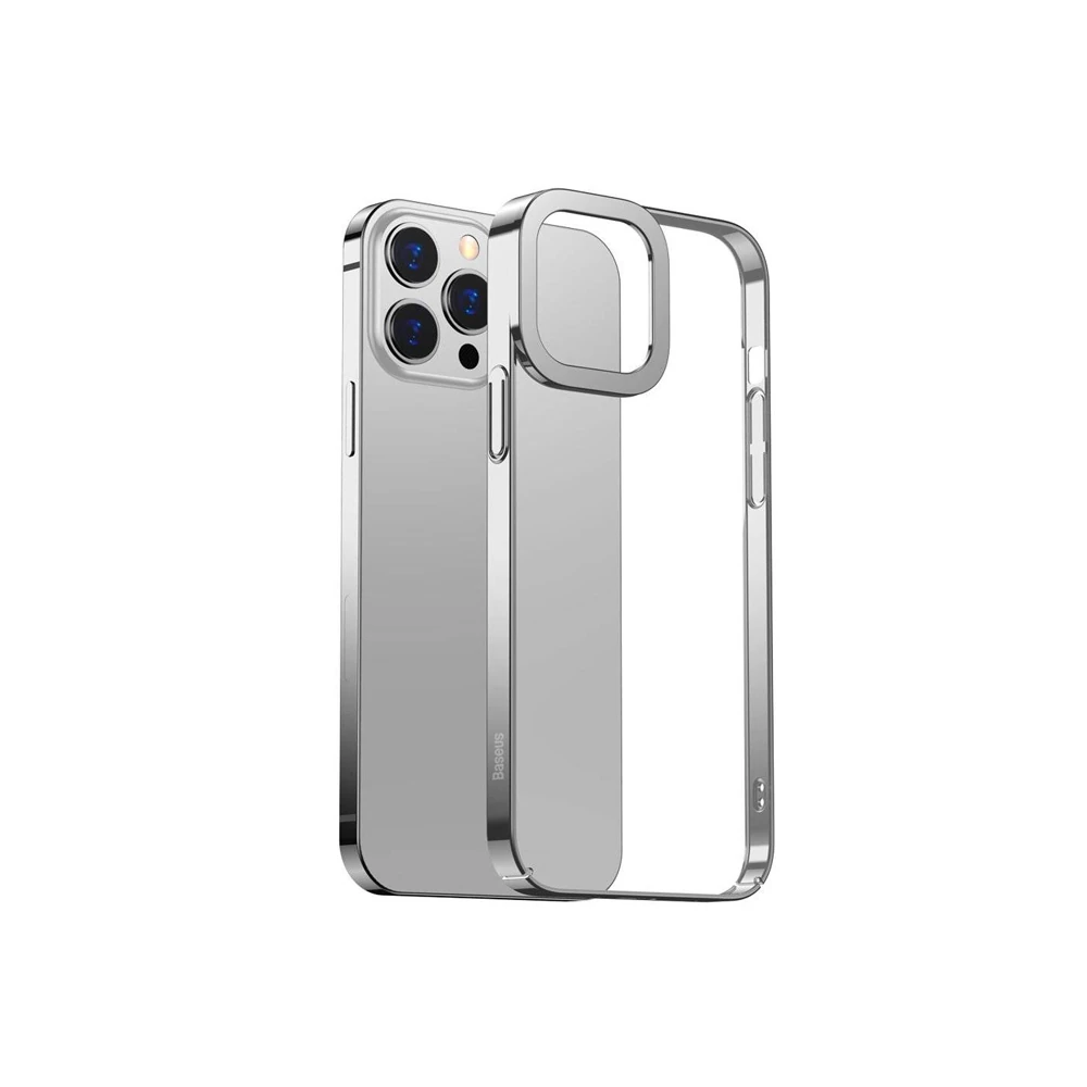 Baseus Glitter iPhone 13 Pro Max 6.7inç Kılıf Renkli Kenar Şeffaf Sili