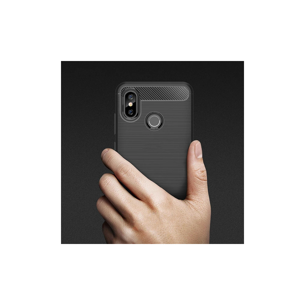 Xiaomi Mi 8 Dark Ultra Koruma Karbon Fiber Doku Silikon Kılıf
