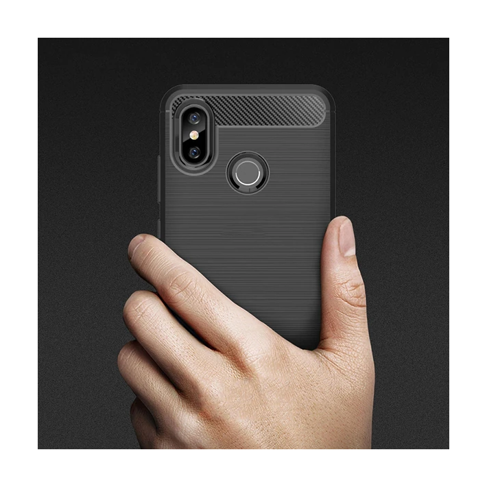 Xiaomi Mi 8 Dark Ultra Koruma Karbon Fiber Doku Silikon Kılıf