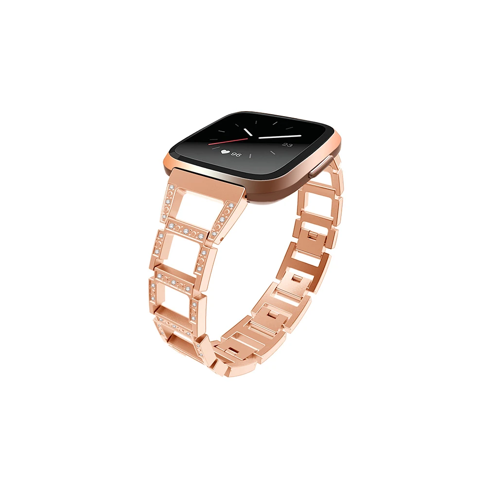 Fitbit Versa Metal Diamond İşlemeli Akıllı Saat Kayış Kordon