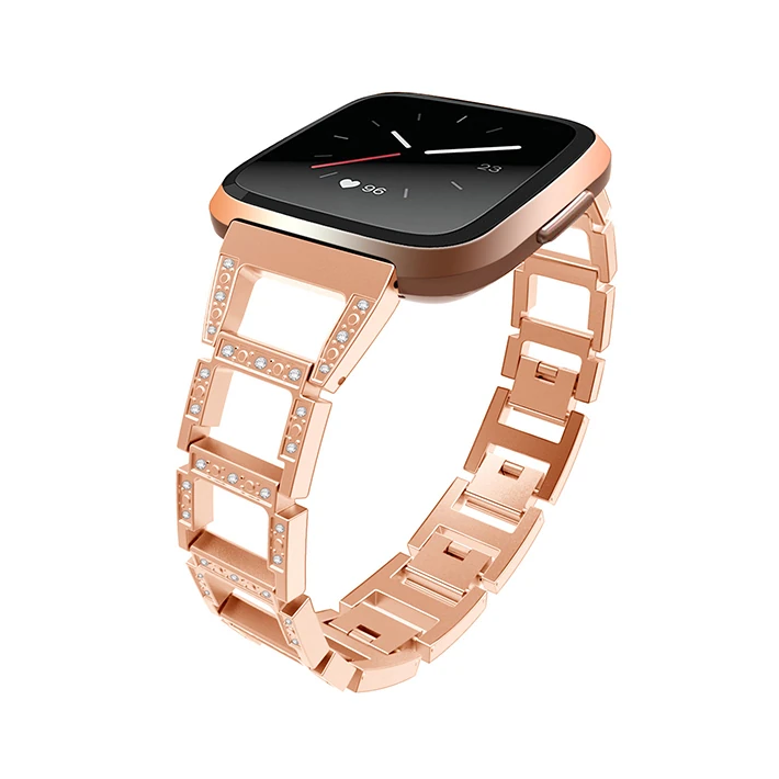 Fitbit Versa Metal Diamond İşlemeli Akıllı Saat Kayış Kordon