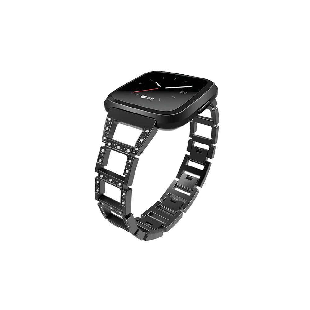 Fitbit Versa Metal Diamond İşlemeli Akıllı Saat Kayış Kordon