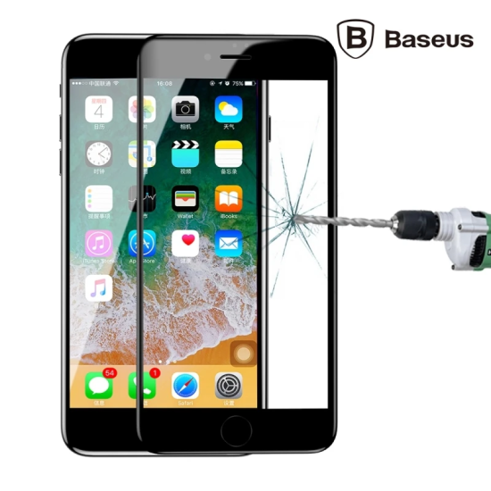 Baseus İPhone 78 Plus 4D Cam Ekran Koruyucu Kavisli Full Kaplama Kırıl