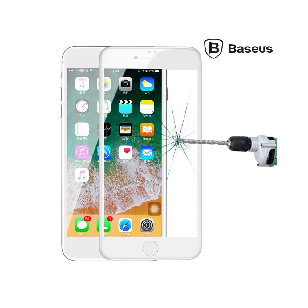 Baseus İPhone 78 Plus 4D Cam Ekran Koruyucu Kavisli Full Kaplama Kırıl