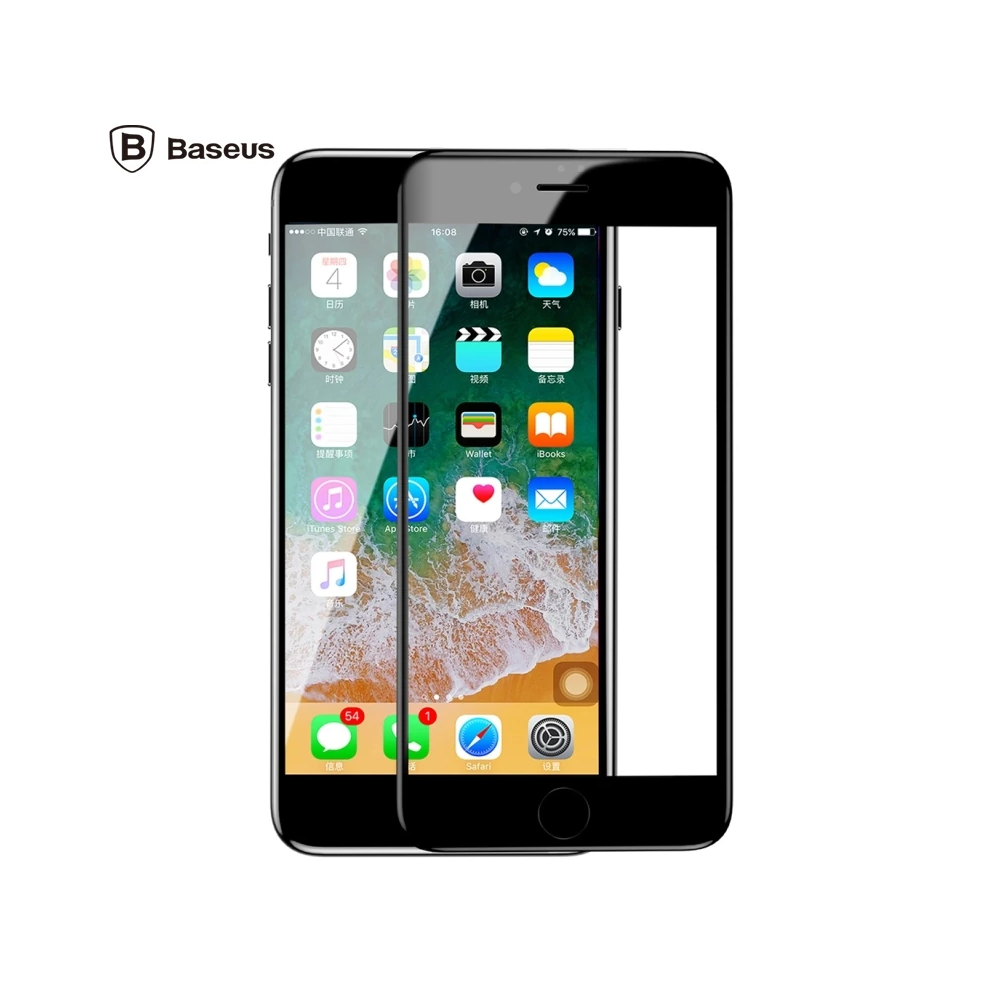 Baseus İPhone 78 Plus 4D Cam Ekran Koruyucu Kavisli Full Kaplama Kırıl