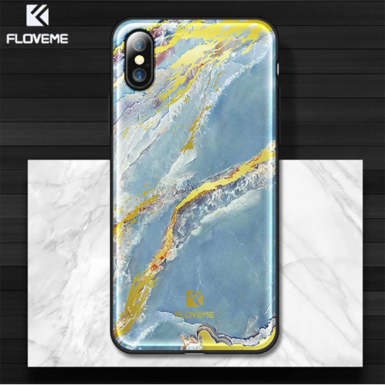 Floveme İPhone X Xs Mermer Desenli Premium Silikon Kılıf