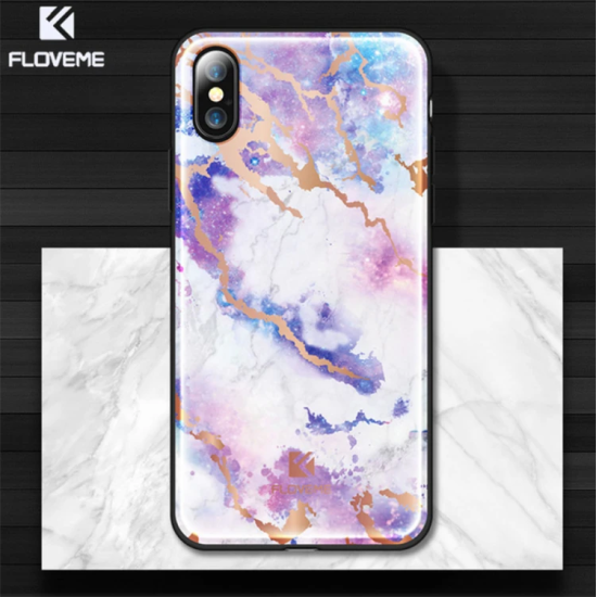 Floveme İPhone X Xs Mermer Desenli Premium Silikon Kılıf