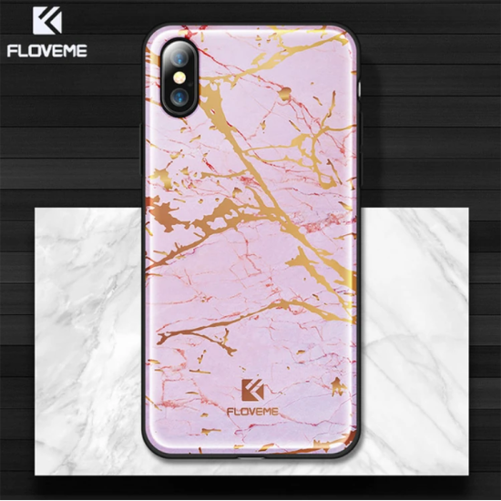 Floveme İPhone X Xs Mermer Desenli Premium Silikon Kılıf