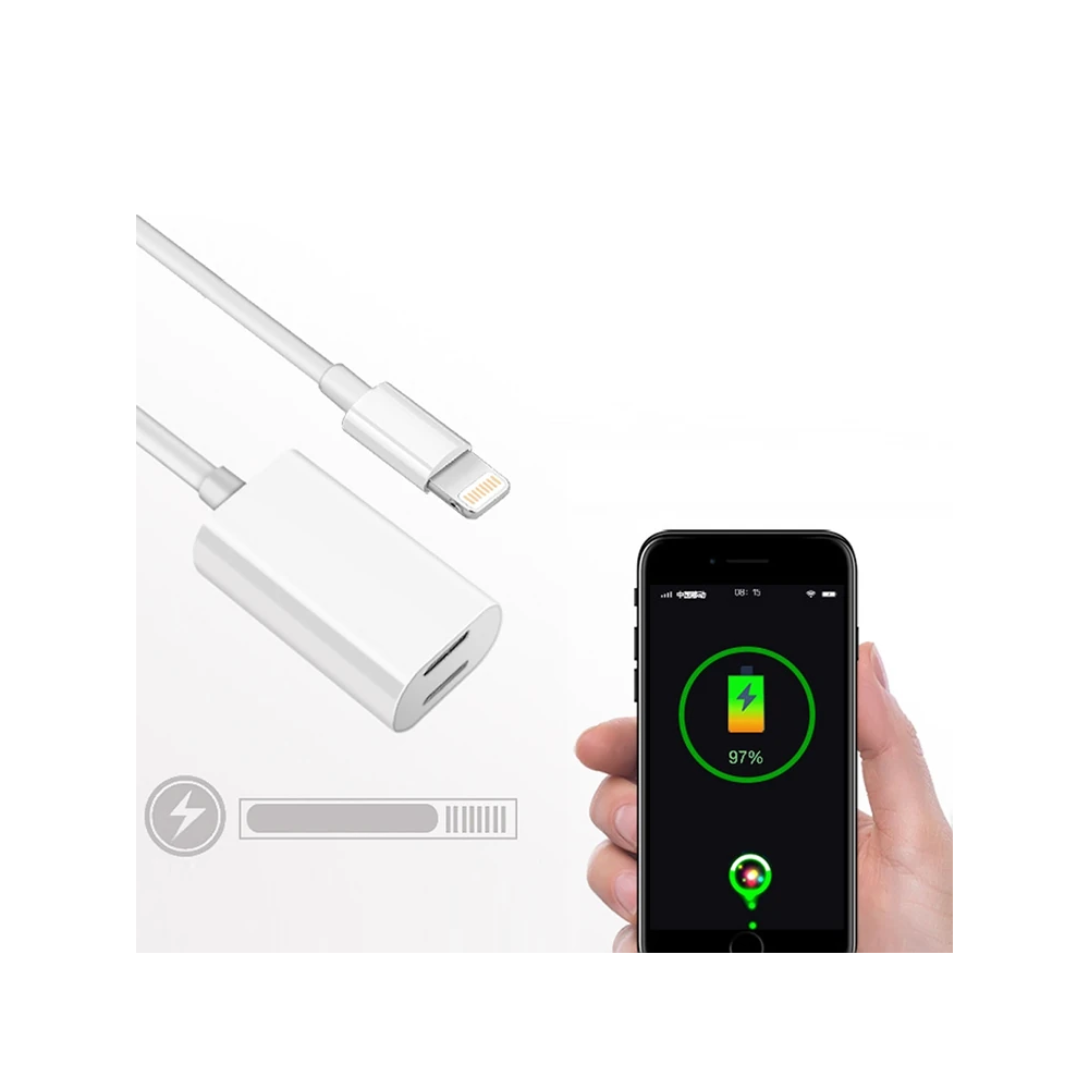 Y Cable İPhone 14-13-12 11 Lightning Kulaklık +şarj Usb Adaptörü