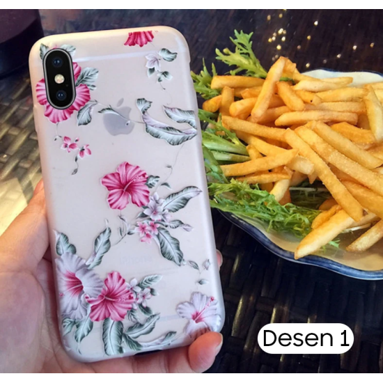 İphone X Xs 3d Gül Desenli Premium Silikon Kılıf