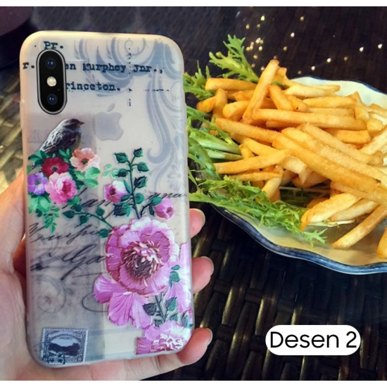 İphone X Xs 3d Gül Desenli Premium Silikon Kılıf