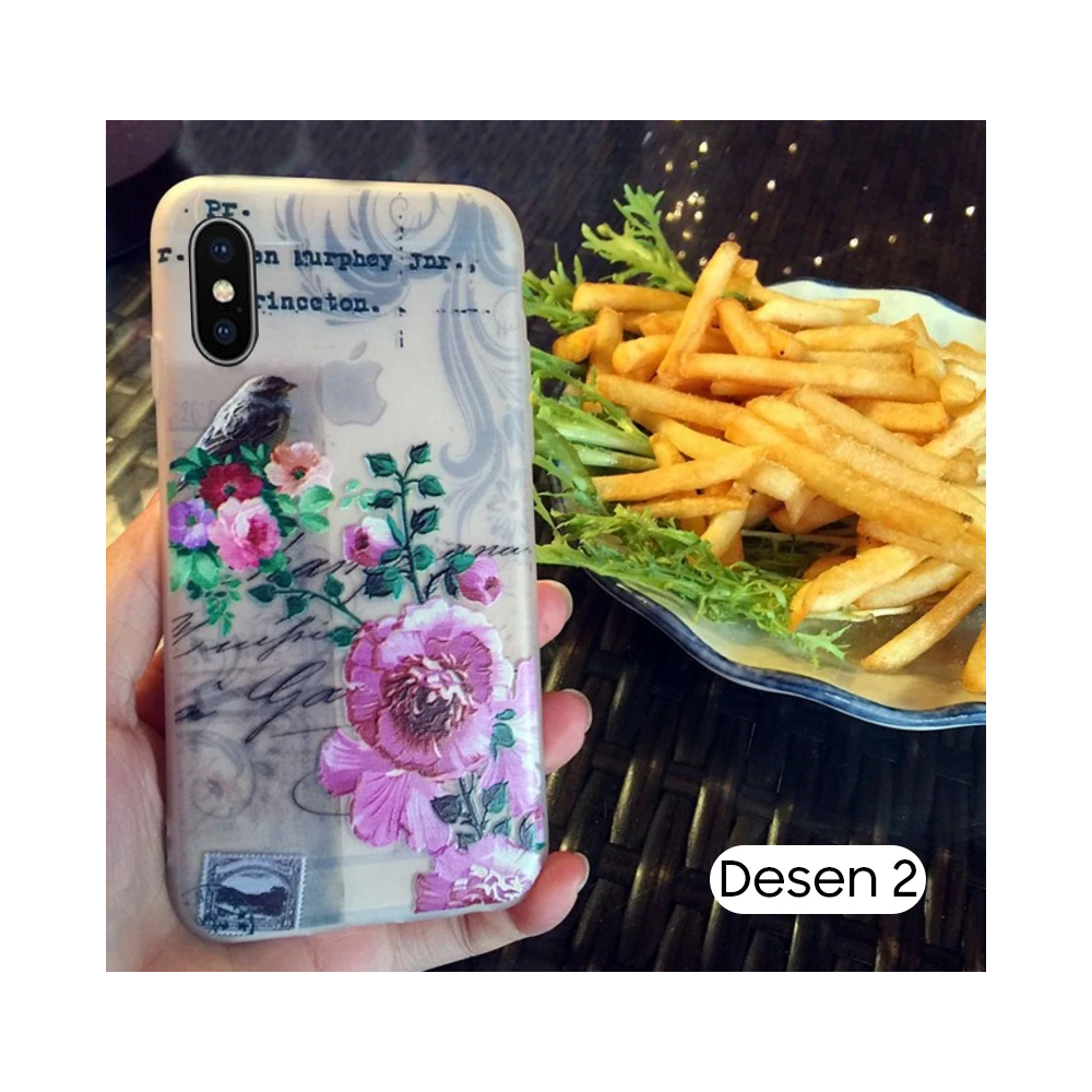 İphone X Xs 3d Gül Desenli Premium Silikon Kılıf
