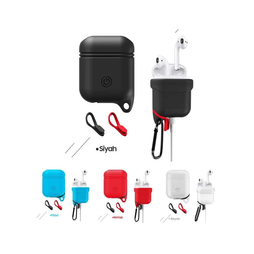 Ally Apple Airpods İçin Premium Silikon Kılıf Anahtarlıklı