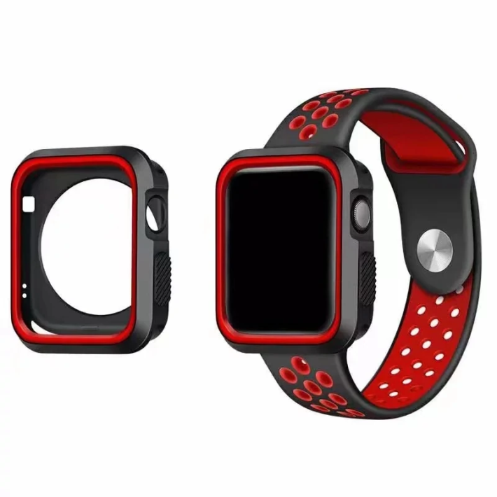 Ally Apple Watch 7-8 41mm 6-5-4 40mm Nike Style Çift Renk Silikon Kılı
