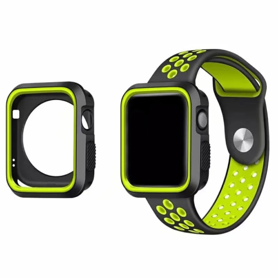 Ally Apple Watch 7-8 41mm 6-5-4 40mm Nike Style Çift Renk Silikon Kılı