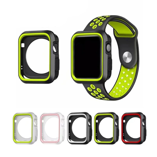 Ally Apple Watch 7-8 41mm 6-5-4 40mm Nike Style Çift Renk Silikon Kılı