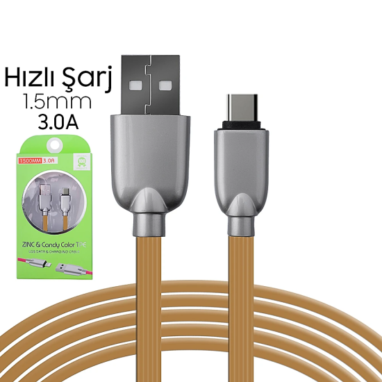 Ally Usb Type-C Zinc Alloy Dayanıklı 3.0a 1.5mm Usb Kablo
