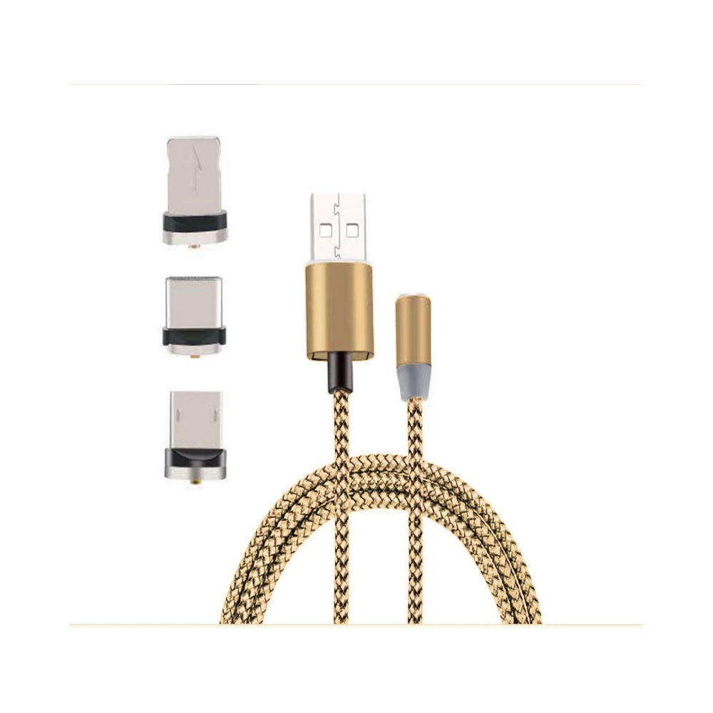 İphone Type-C Android 3 Yuvarlak Başlık Manyetik Şarj Usb Kablosu