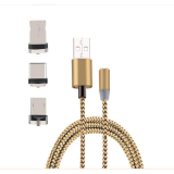 İphone Type-C Android 3 Yuvarlak Başlık Manyetik Şarj Usb Kablosu