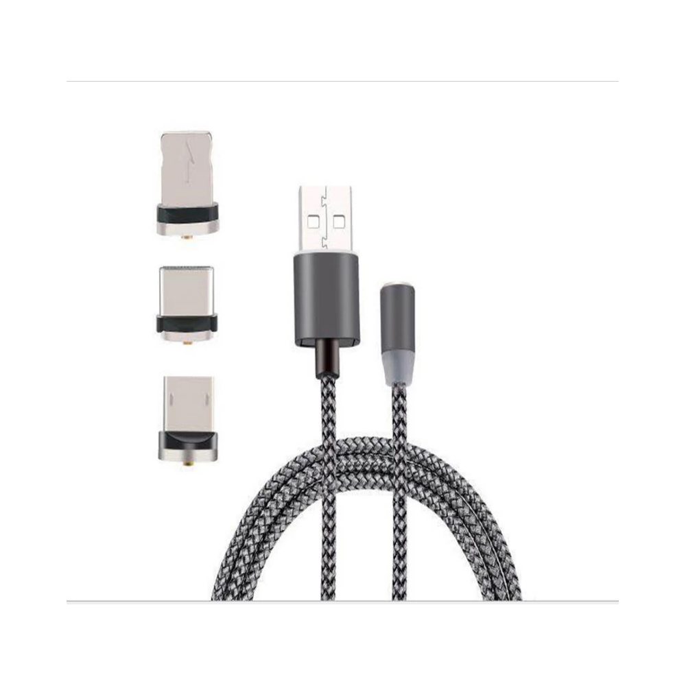 İphone Type-C Android 3 Yuvarlak Başlık Manyetik Şarj Usb Kablosu