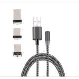 İphone Type-C Android 3 Yuvarlak Başlık Manyetik Şarj Usb Kablosu