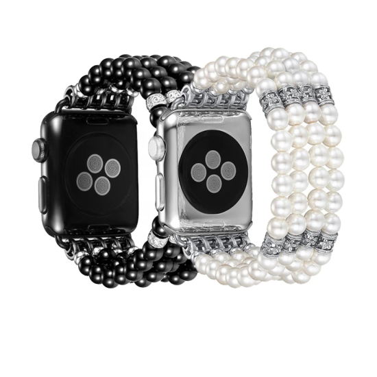 Ally Apple Watch 7-8 45mm 6-5-4 44mm Full Boncuk Taşlı Kordon Kayış 3-