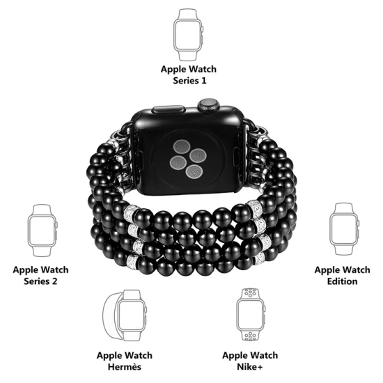 Ally Apple Watch 7-8 45mm 6-5-4 44mm Full Boncuk Taşlı Kordon Kayış 3-