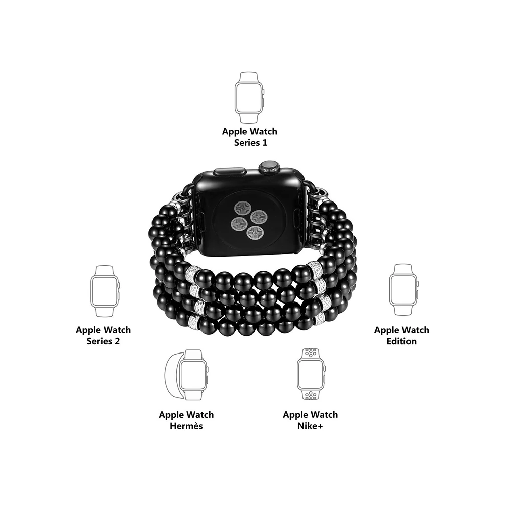 Ally Apple Watch 7-8 45mm 6-5-4 44mm Full Boncuk Taşlı Kordon Kayış 3-
