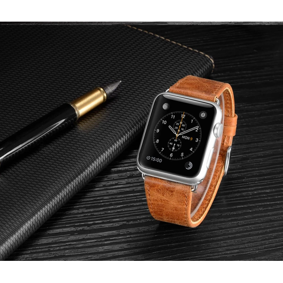Ally Apple Watch 7-8 41mm 6-5-4 40mm Retro Deri Kordon Kayış 3-2-1 38m