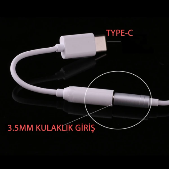 Type-C 3.5mm Kulaklık Dönüştürücü Aparat Aux Çevirici Adaptör