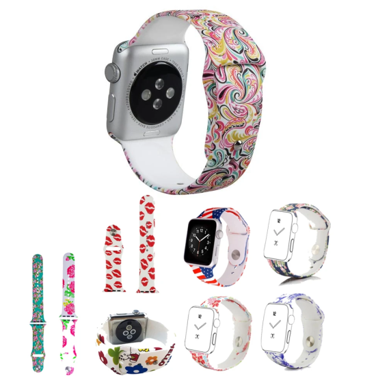 Ally Apple Watch İçin 38mm Yüksek- Kalite Desenli Silikon Kordon