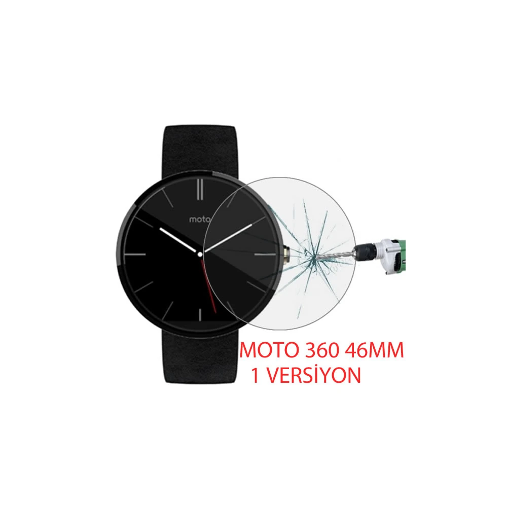 Motorola Moto 360 46mm 1versiyon Kırılmaz Cam Ekran Koruyucu