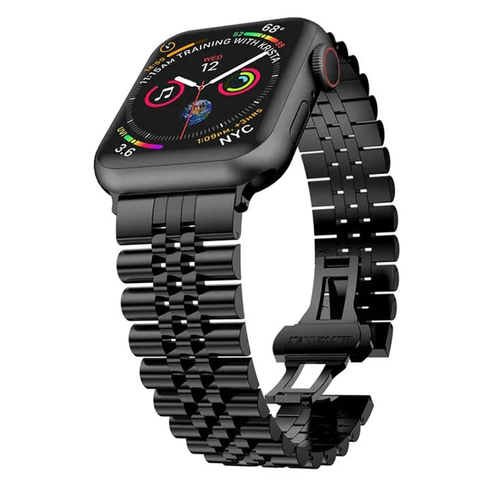 Ally Apple Watch 7-8 45mm 6-5-4 44mm Kayış Kordon Paslanmaz Çelik 3 Ba