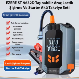 EZERE ST-9632D Taşınabilir Araç Lastik Şişirme Ve Starter Akü Takviye 