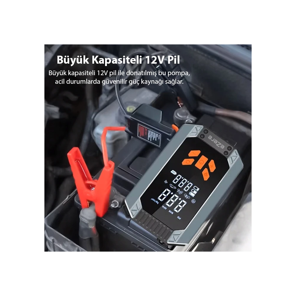 EZERE ST-9632D Taşınabilir Araç Lastik Şişirme Ve Starter Akü Takviye 