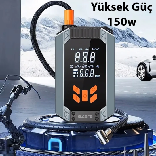 EZERE ST-9632D Taşınabilir Araç Lastik Şişirme Ve Starter Akü Takviye 