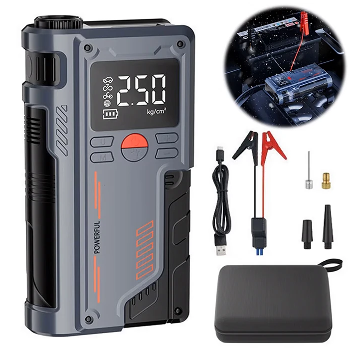 EZERE ST-9631 Pro Taşınabilir Göstergeli Araç Lastik Şişirme Ve Starte