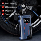 EZERE ST-9631 Pro Taşınabilir Göstergeli Araç Lastik Şişirme Ve Starte