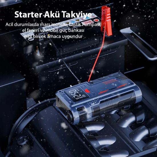 EZERE ST-9631 Pro Taşınabilir Göstergeli Araç Lastik Şişirme Ve Starte