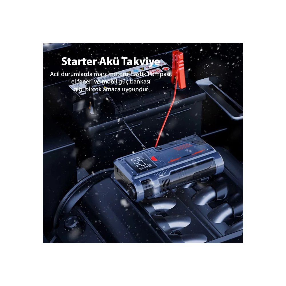 EZERE ST-9631 Pro Taşınabilir Göstergeli Araç Lastik Şişirme Ve Starte