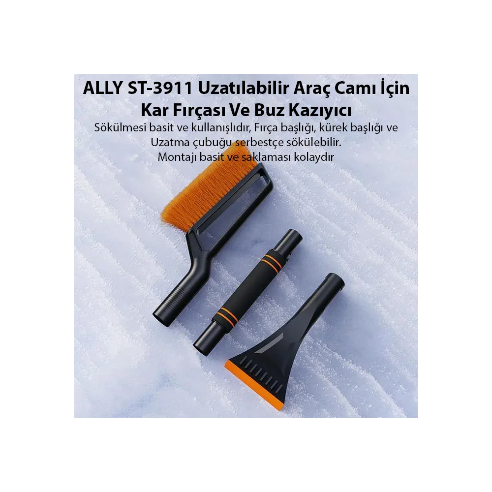 ALLY ST-3911 Uzatılabilir Araç Camı İçin Kar Fırçası Ve Buz Kazıyıcı