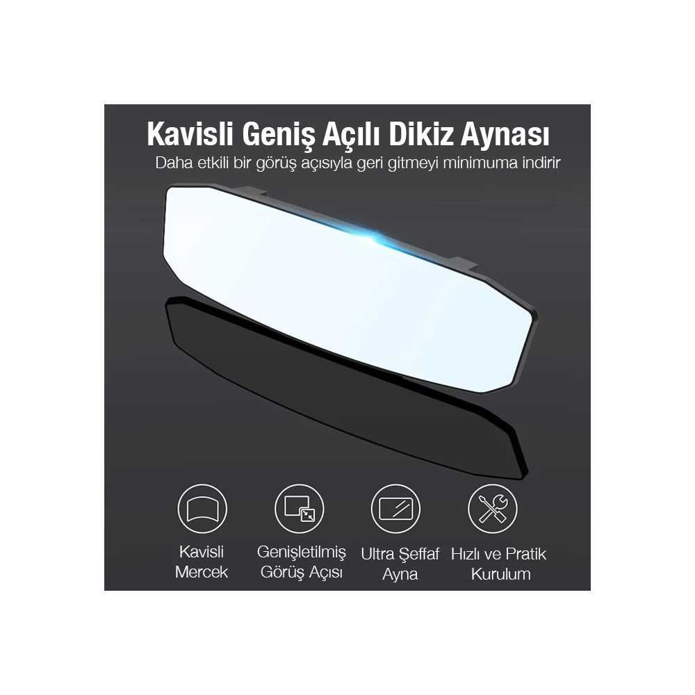 ALLY SD-2415 Kavisli Dışbükey Geniş Açılı Araç Dikiz Aynası 299x90mm